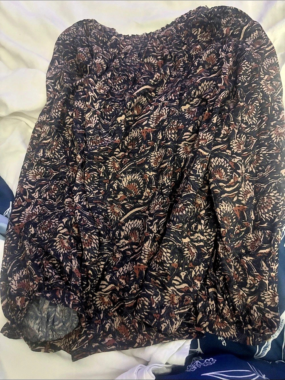 Faherty Paisley Blouse in Black & Brown Size Small